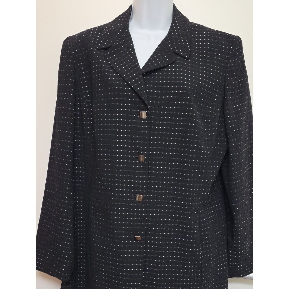 dressbarn Black Blazer with White Micro-Grid Dots